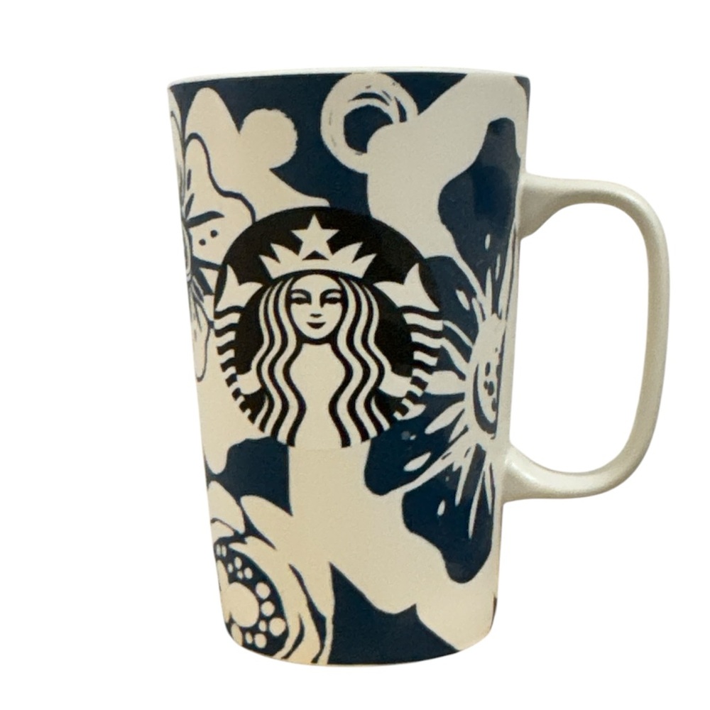 Starbucks Blue Floral Aloha Hawaii 16 Oz Latte Mug Coffee Tea Cup 2015